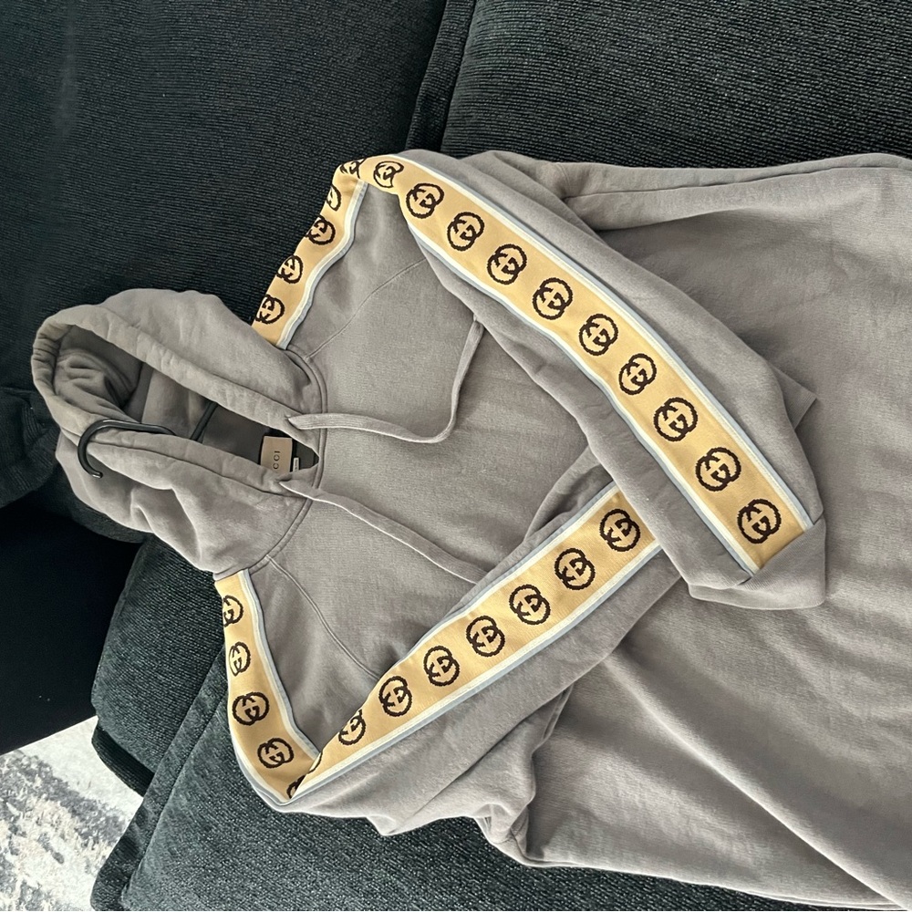 Gucci Gray and Gold Lightweight Hoodie